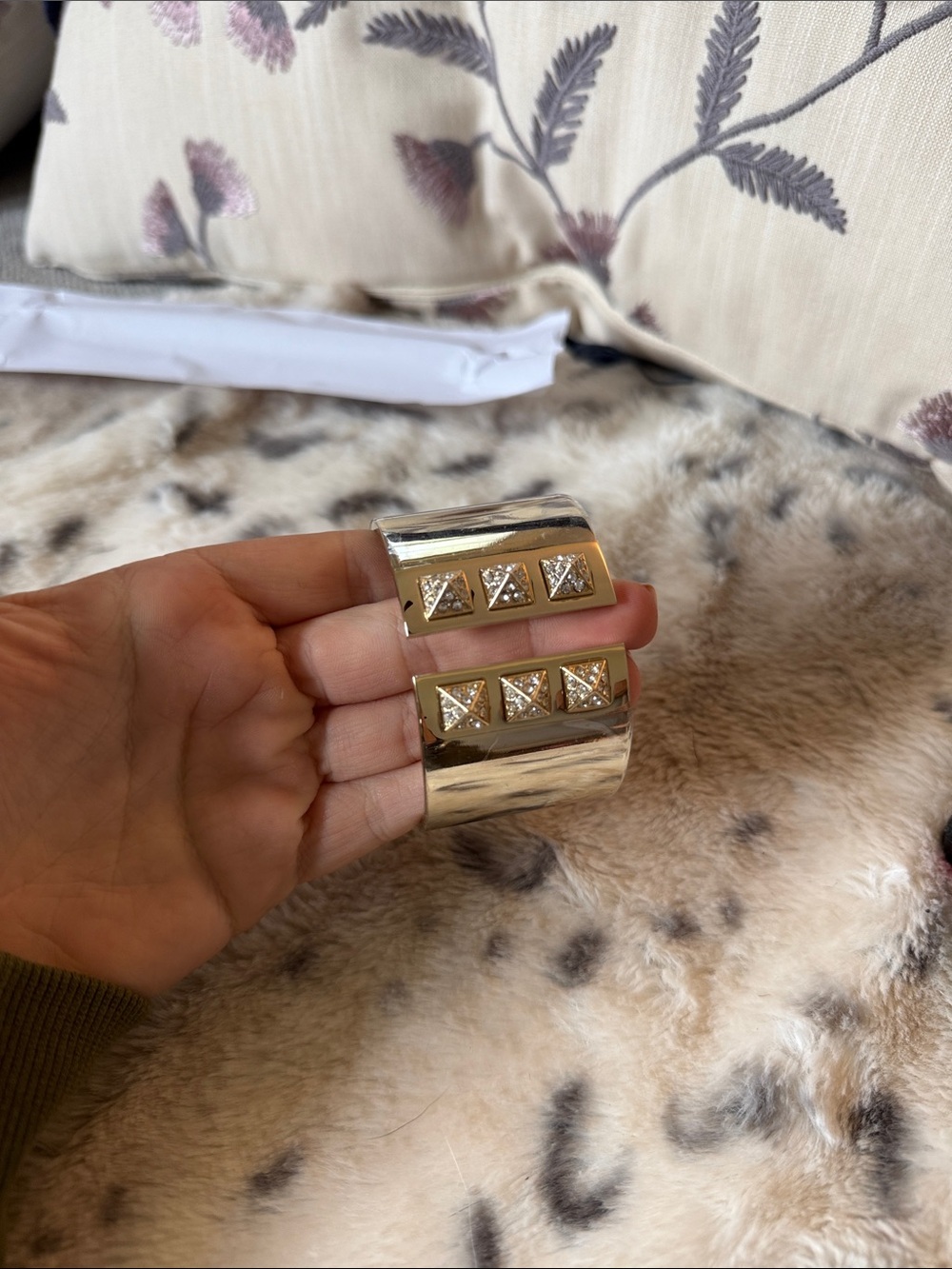 Victorias Secret Silver-Tone Pyramid Stud Cuff Bracelet - Women's Jewelry